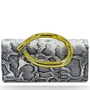 Elegant Black and White Snakeskin Clutch